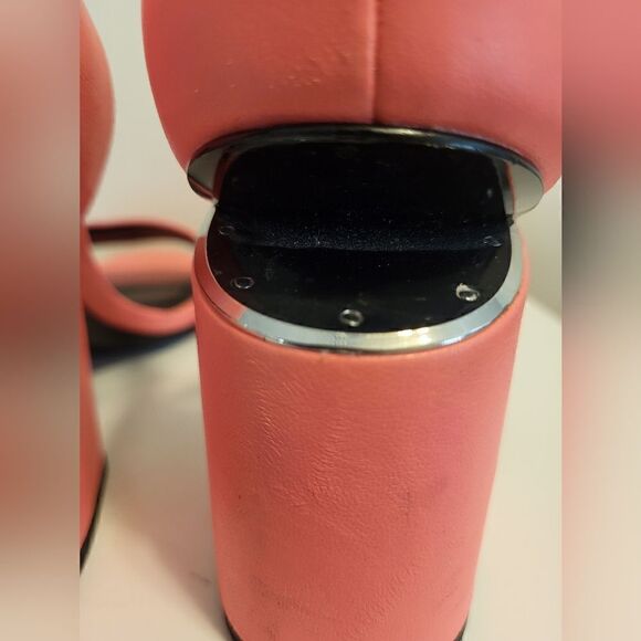 Alexander Wang "Abby" Flou Coral Leather Notch Cut Out Heel Sandals Sz 9/39 $675 - Picture 7 of 9